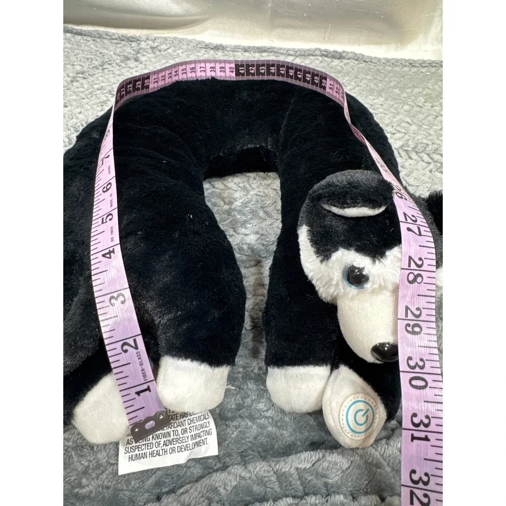 Husky Dog Plush Neck Pillow Black White Travel Support‎ Animal Headrest 31in
